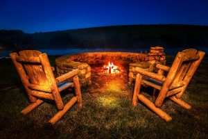 fire pits on a backyard of a home