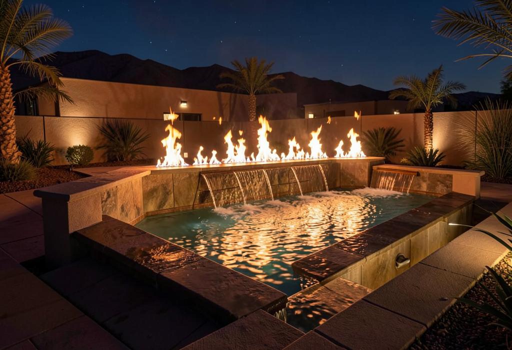 Pool Fire Features — Dorian Pools and Construction, El Paso, Texas